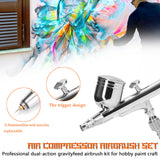 Multi-purpose Professional 0.3mm Airbrush Non-oil Type 15-25PSI Air Pump Set for Model Making Art Painting