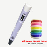 3D Printing Pen DIY Drawing Pen With LCD Display 3D Pen With 12 Colors 100 Meter PLA Filament Christmas Birthday Gift for Child