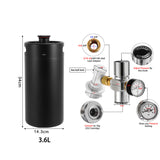 3.6L Growler Tap Kit,Pressurized Mini Beer Keg,Stainless Steel Barrel &amp;Co2 Regulator &amp;Beer Faucet,Homebrew Beer Dispenser System