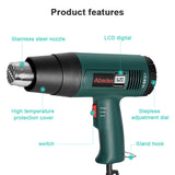 Abeden 1800W Heat gun/Hot Air Gun Digital LCD Display Electric Temperatures Adjustable With Four Nozzles Construction hair dryer
