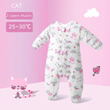 Happy Flute Baby Pure Cotton Sleeping Bag Long Sleeve Winter Cartoon Split Leg Detachable Sleeve Thick Warm Fit 0~6 Year Baby