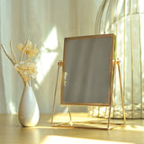 Makeup Mirror Light Luxury Retro European Metal Gold Mirror Home Desktop Square Round Mirror Dormitory Makeup Mirrors
