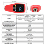 Coating Thickness Gauge Digital Thickness Meter Tester 0-1750um F/ NF Automatic Detection 199 Data Storage Rotatable Screen