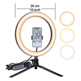 6.3 -10 Inch Selfie Ring Light Phone LED Camera Ring Lamp Photography USB Dimmable with Tripod Stand Holder for Makeup Youtube