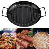 Nonstick Skillet Camping Cookware Grill Pan Party Meat Carton Steel Portable With Handles BBQ Binaural Barbecue Plate