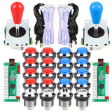 2 Player Ellipse Arcade Kit Oval Bat Joystick Handles LED Chrome Arcade Buttons for Arcade Standard Controller DIY Games MAME