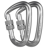 2pcs Carabiner Clips D-Shaped Buckles with Screw Locking Gate Camping Carabiner for Backpacking Camping Hiking Climbing