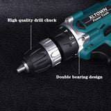 XLTOWN 16.8/21V electric screwdriver With 2 battery home cordless electric screwdriver hand drill lithium battery power tools
