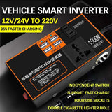 Car Inverter 1500W Voltage Peak Power Inverter Automotive  Car Universal DC 12V 24V To AC 220V Step Up Multiple Protections