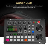 Microphone Sound Audio Mixer F998 Sound Card Audio Mixing Console Amplifier Live Recording Voice Changer Sound Card For Phone PC