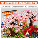 City Street View Sakura Inari Shrine Building Blocks Friends Cherry Blossom Creator House Tree Construct Brick Toys for Children