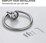 Wall Mount 304 Stainless Steel Bath Towel Ring Bathroom Hardware Set Hand Towel Holder Brushed Nickel Circle Rings Towel Rack