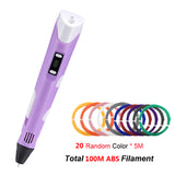 3D Printing Pen Digital Display Intelligent 3D Pen High Temperature 3D Graffiti Painting Pens with USB Educational Toys Gift
