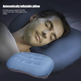 Blue Inflatable Pillow TPU Camping Trip Nap Neck Pillow Ultralight Rectangle Hiking Pillow For Travel Backpacking Fishing Beach
