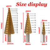 6pcs/set Hss Cobalt Step Drill Bit Set Titanium Cutter  Straight Groove Stepped Drill Bit for Woodworking Metal Core Hole Opener