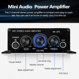 2X20W AK270 Mini 2-Channel HIFI Stereo Audio Power Amplifier Portable Sound Amplifier AUX Input Speaker Amp for Car and Home