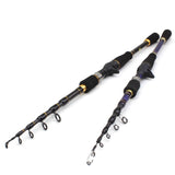 1.8M-2.7M Carbon Fiber Lure Spinning Rod telescopic Travel fishing pole M power 7-28g lure Weight 12-25lb line weigh