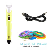 Hot 3D Pen DIY Printer Pen LED Painting PLA Filament Children Printing Pens For Designer Kids Drawing Pen Gifts Educational Toys