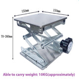 Aluminum Router Lift Table Woodworking Engraving Spirit Level Lifting Stand 6in Platform 150*150*260mm Experiments Equipment