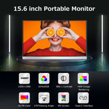 15.6 inch Portable Monitor IPS Screen 1920*1080 Resolution 170° Viewing Angle 60Hz Refresh Rate Wide Compatibility Silver