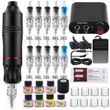 Tattoo Cartridge Machine Kit Tattoo Pen Kit Tattoo Power Supply 10PCS Tattoo Cartridge Needles Permanent Makeup Tattoo Set