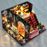 DIY Miniature Dollhouse Kits Furniture Christmas Carnival Night Wooden Dolls House With LED Light Toys For Children Gift