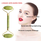 3 in 1 Facial Massage Roller Guasha Board Kit Double Heads Jade Stone Face Lift Skin Relaxation Slimming Gua Sha Beauty Tool