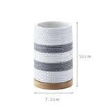 Light Luxury Bathroom Decoration Accessories Ceramic Striped Toothbrush Cup Lotion Bottle Soap Dish Household Bathroom Supplies