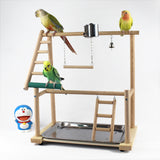 Parrot Playstands With Cup Toys Tray Bird Swing Climbing Hanging Ladder Bridge Wood Cockatiel Playground Bird Perches 40*23*36cm