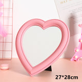Heart-shaped Glass Mirror Beauty Makeup Tool Rotatable Standing Table Compact Mirror Dressing Table Home Bedroom Makeup Mirror