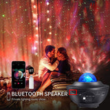 Star Moon Galaxy Projector Light Sky Laser Colorful LED Ocean Wave Music Rhythm Control Night Projector Lights