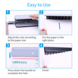 Handheld DIY Mushroom 12 Holes Punch Puncher Paper Cutter Ruler 6 Sheets Punch Capacity A4/A5/A7/B5 for Office School Supplies
