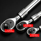 1/4" 3/8'' 1/2'' Flex Head Socket Ratchet Wrench Extendable Ratchet Auto Repair Automatic Maintenance Tool Flex 21/33.5/43.5cm
