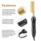 Hair Straightener Hot Heating Comb Smooth Iron Straightening Brush Corrugation Curling Iron Hair Curler Comb Multi-Function Use