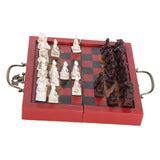 Xi'an Terracotta Warriors Chess Set 20x20cm Folding Chessboard Handmade Unique Collectible