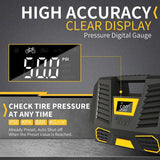 Rechargeable Wireless Air Compressor Tire Inflator 12V DC Car Pump with Digital Pressure Gauge Emergency Led Light