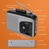 Ezcap234 Cassette Tape Player Portable AM FM Radio Cassette Tape-to-MP3 Converter Sound Recorder Built-in Speaker Headphone Jack