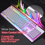 K002 Metal Gaming Keyboard Mechanical Keyboard Feel Wired USB Voice Control RGB Colourful Backlit Keyboard for PC Laptop Gamer
