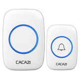 CACAZI Wireless Doorbell A10 DC Battery-operated 300M Range 38 Chimes Waterproof Home Cordless Flash Door Bell White
