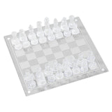 25X25cm Glass Chess Set, Elegant Design - Durable Build - Fully Functional - 32 Frosted And Clear Pieces Crystal Chess
