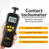 AR925 Digital Tachometer Contact Motor Tachometer RPM Meter LCD Tach Speedometer 0.05~19999.9m/min 0.5~19999RPM High Precision