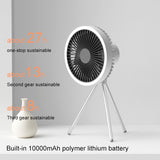 Multifunctional Mini USB Rechargeable Fan Portable Outdoor Tripod Camping Ceiling Fan with Led Light 10000mAh Desktop Fan