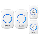 CACAZI Wireless Doorbell A10 DC Battery-operated 300M Range 38 Chimes Waterproof Home Cordless Flash Door Bell White