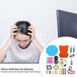 23pcs Push Bubble Fidget Toys Soft Anti-Stress Sensory Fidget Toys Decompression Toy Kit Finger Hand Toy Set Suitable For Kids
