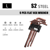 QUK Hex Wrench Set Screwdriver Universal Allen Key 1.5mm-10mm 9PCS Double-End L Type Hexagon Flat Ball Spanner Metric Hand Tools