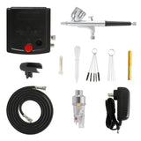 12V Mini NT-19 Dual-Action Airbrush Compressor Kit 0.3mm Airbrush Spray Gun for Nail Airbrush Model Cake Car Fish Shoes Painting