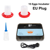 12/15Eggs Incubator Fully Automatic Temperature Control Water Replenishment Thermoregulator Brooder for Chicken Goose Bird Quail