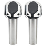 2X Marine Boat Yacht Accessories 15 Degree Stainless Steel  Flush Mounting Fishing Rod Holders with Rubber Cap, Liner and Gasket