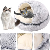 New Warm Dog Bed Cat Mat Round Plush House Sofa Soft Sleeping Pet Basket For Dogs Cats Nest 2 In 1 Pet Bed Pet Cushion Supplies