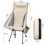 Outdoor Camping Chairs Ultralight Folding Moon Chair Hiking Travel BBQ Chair High Load 150kg Beach Oxford Cloth Fishing Chair